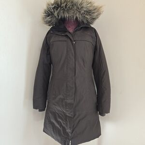 The North Face Winter Hyvent Goose Down Parka Coat Brown Fur Hood Women’s Size S